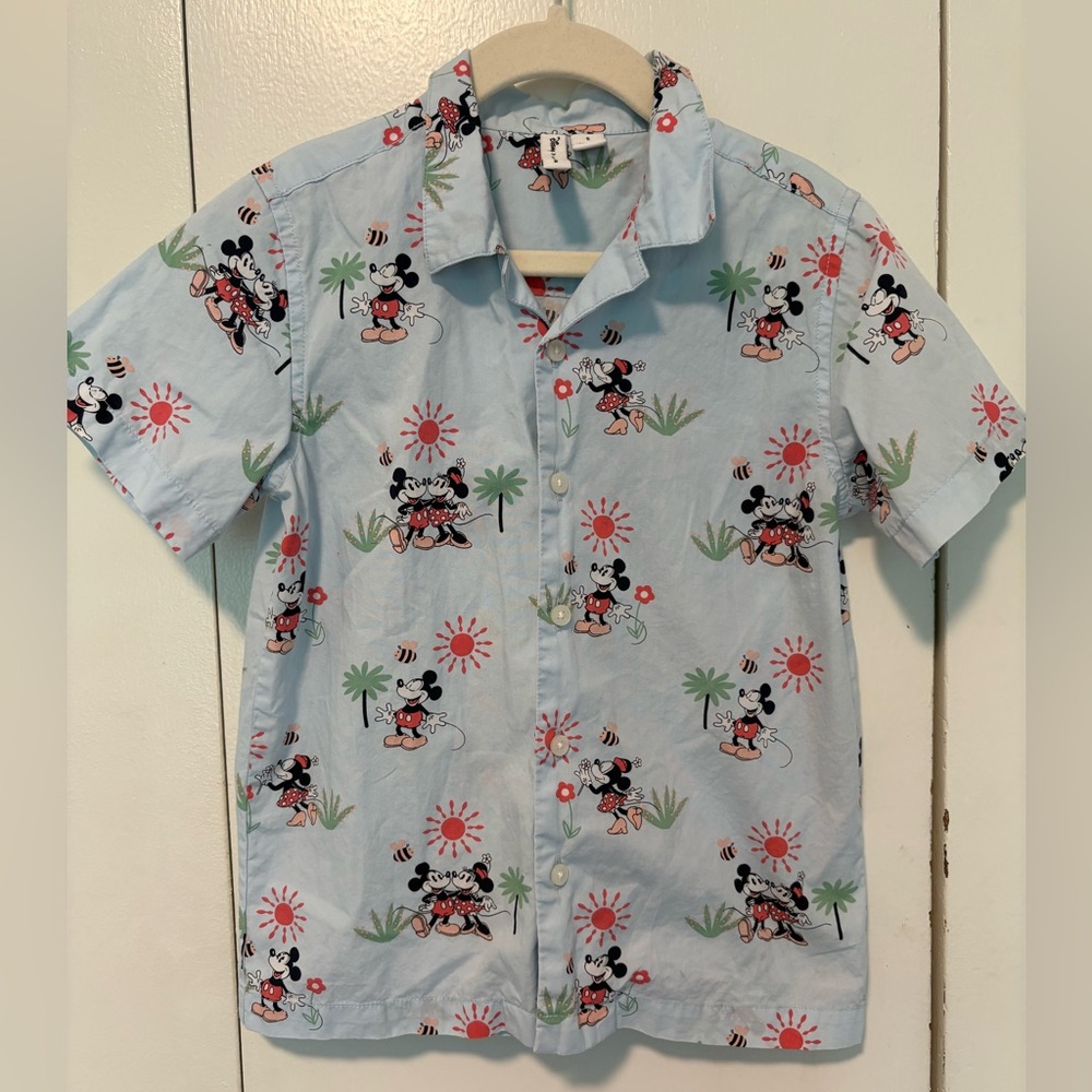 Janie & Jack Disney Mickey Mouse Cabana Shirt boys size 5, short sleeve, EUC